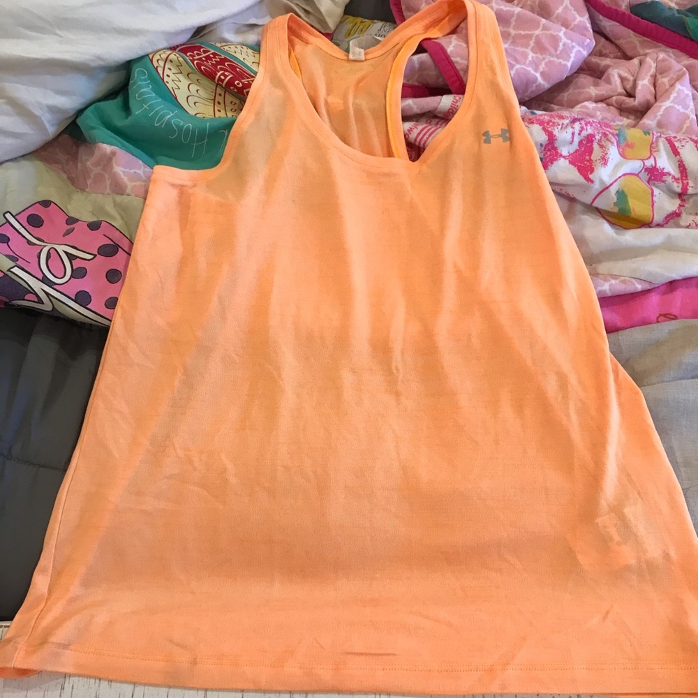 Under Armor light orange razor back workout top